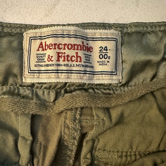 Abercrombie Fitch 2000’s Utility Cargo Pants Sz 24 Olive Green Drawstring Ankle - Picture 8 of 16